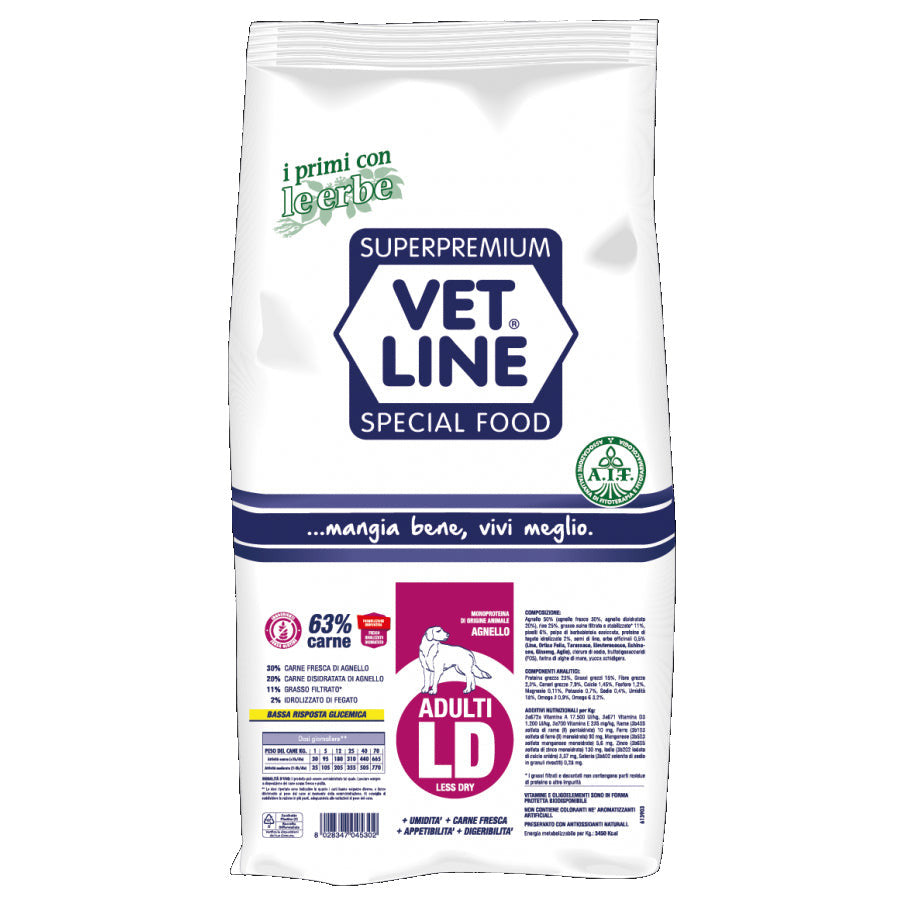 Vet Line Adulti Less Dry Agnello 3 Kg Vet Line Adulti Less Dry Agnello 3 Kg